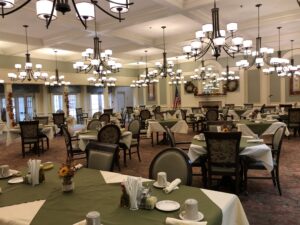 Large Room with Chairs and Tables Set Up for Dining